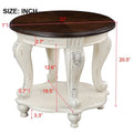 22'' Two Tone Round End Table,Solid Wood Sofa Side Table With Shelf,Living Room Corner Table Easy Assemble,Chipped White And Cherry Top Color Written On Box Is Antique White And Light Espresso Top Antique White Rubber Wood