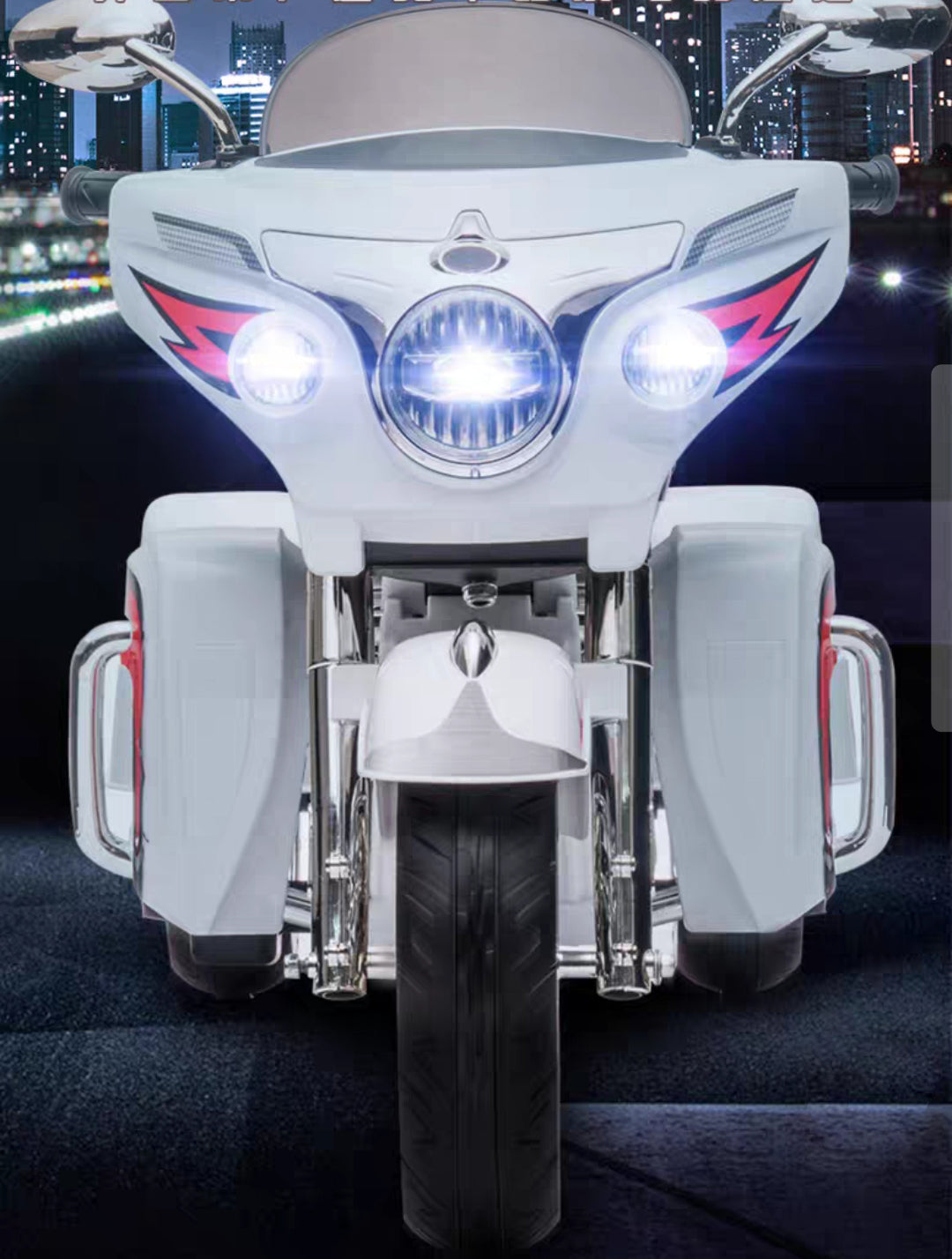 Kids Motorcycle,Ride On Motorcycle,Kids Electric Motorcycle 12V Two Seat Motorcycle For Kids, Motorbike For Kids With Key Start 3 Wheels Headlight Storage Box Two Motor Two Seat White Plastic Indoor