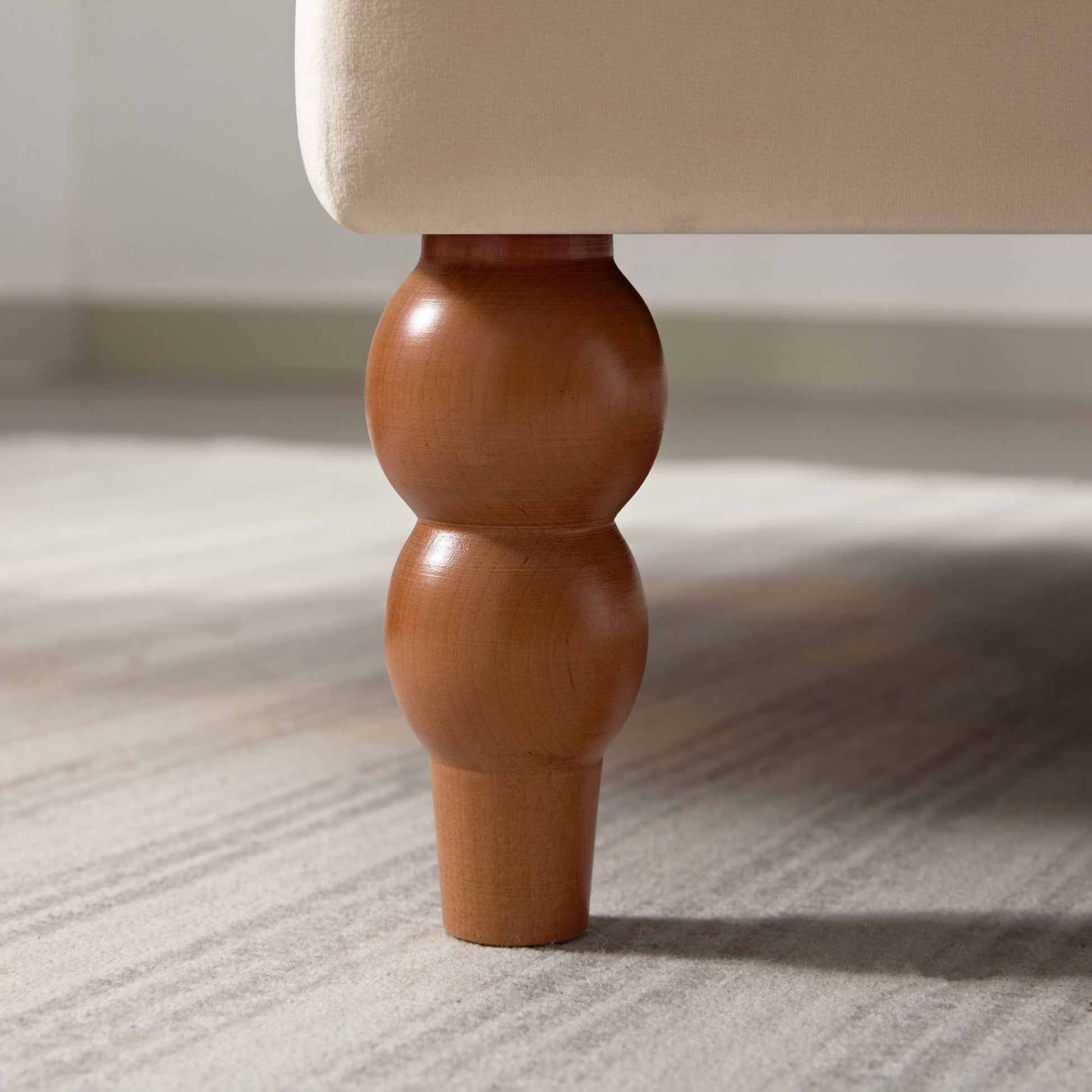 Mirod Elegant Circular Armrests, Ergonomic Lumbar Support, Vintage Roman Column Legs, Luxurious Large Size, Enhances Living Room Aesthetics, For Living Room,Bedroom And Study Beige Velvet