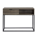 Galeno Writing Desk, Rustic Oak & Black Finish Of00320 Black Mdf Metal