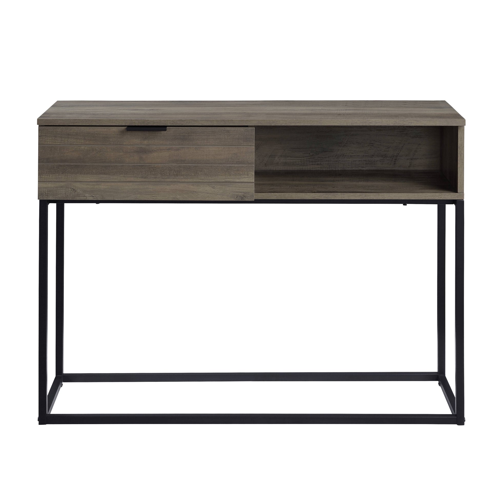 Galeno Writing Desk, Rustic Oak & Black Finish Of00320 Black Mdf Metal