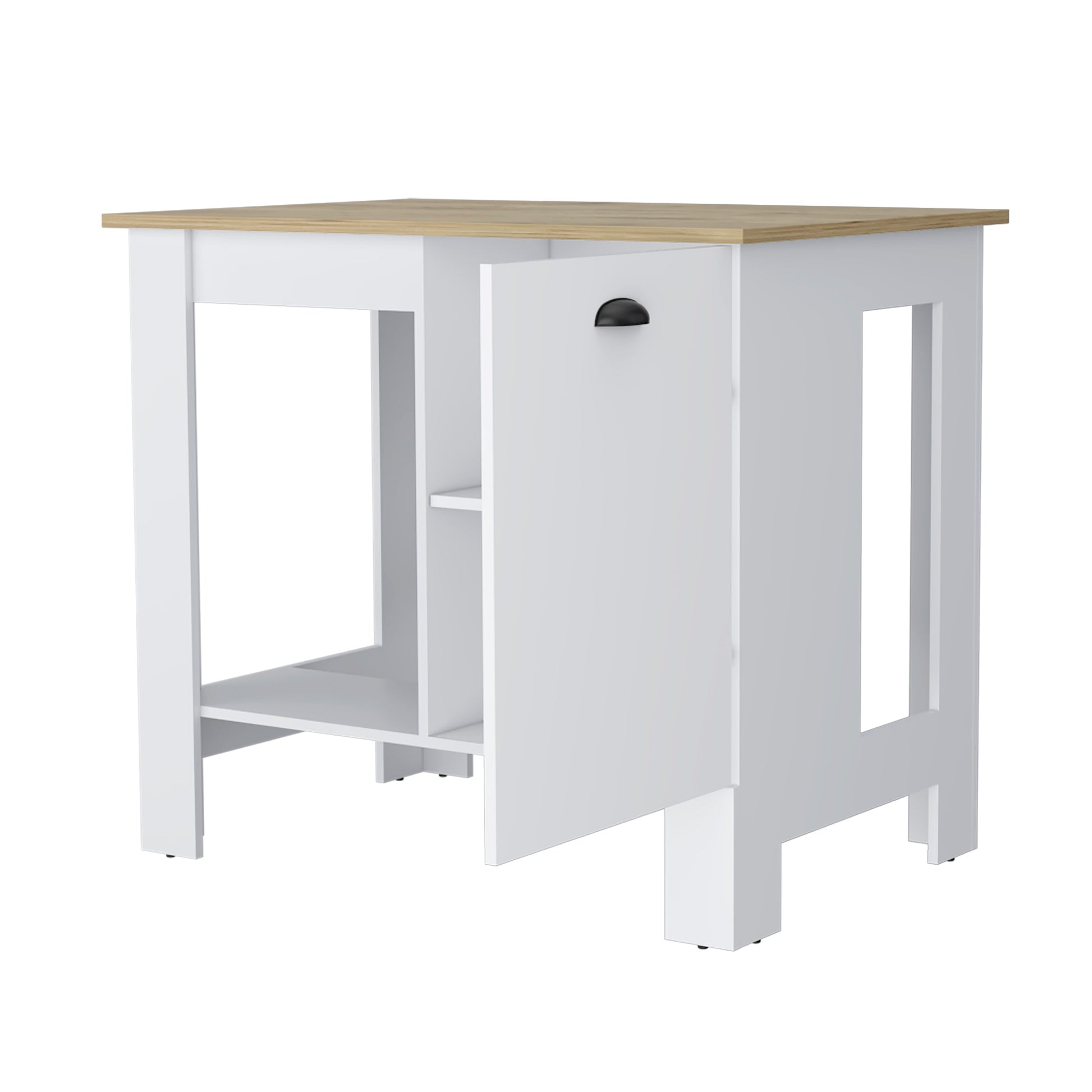 Lander Kitchen Island With Single Door And Lower Open Shelf Multicolor Mdf Engineered Wood