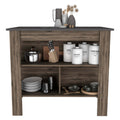 Rockaway 3 Shelf Kitchen Island Dark Brown And Onix Brown Particle Board