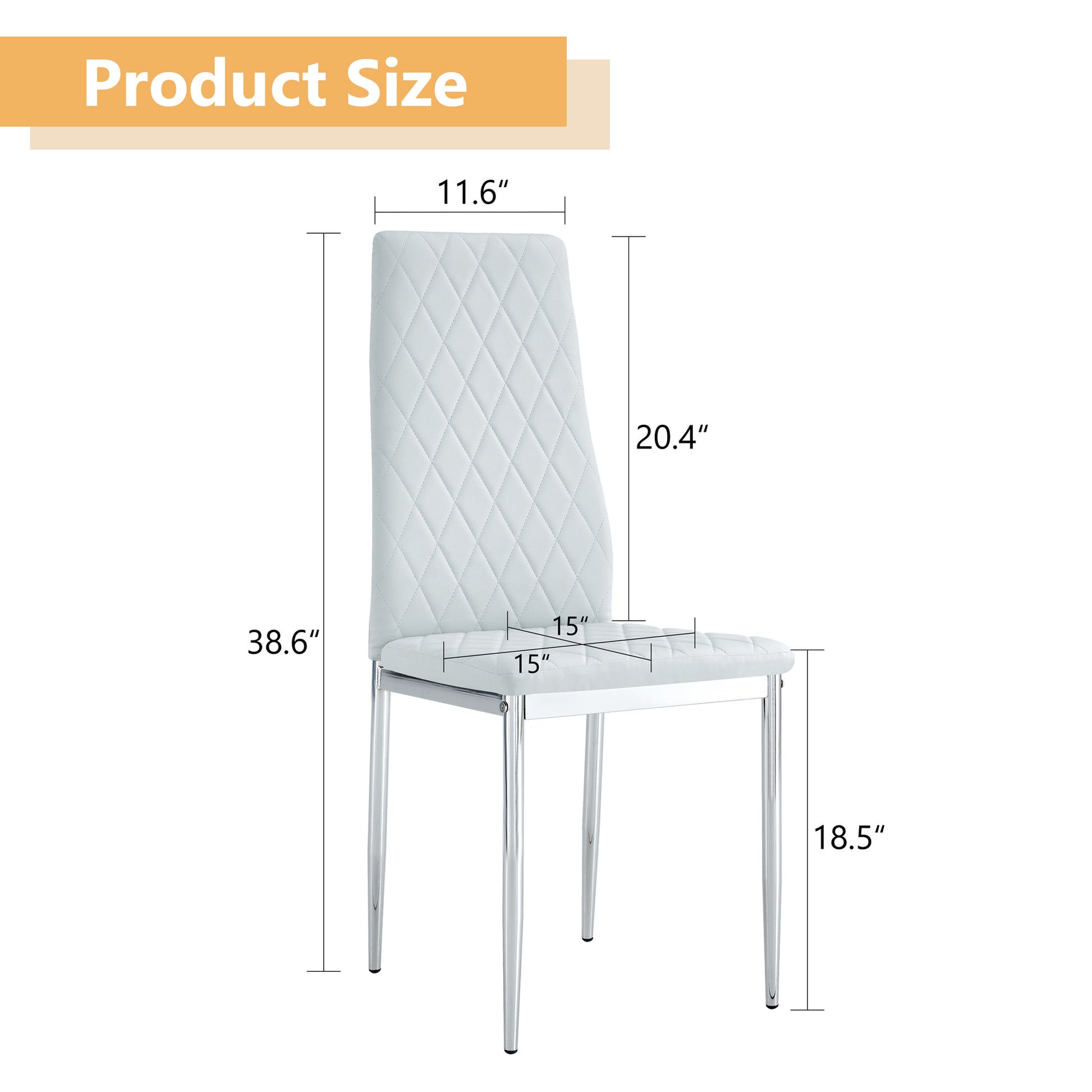 Grid Armless High Backrest Dining Chair, 6 Piece Set, Office Chair. Suitable For Restaurants, Living Rooms, Kitchens, And Offices. Light Gray Chairs And Electroplated Metal Legs 0924 Light Gray Pu