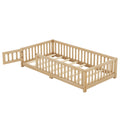 Twin Size Bed Floor Bed With Safety Guardrails And Door For Kids, Natural Old Sku: W158090686 Twin Natural Pine