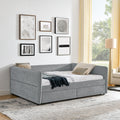 Daybed With Trundle Upholstered Tufted Sofa Bed, With Two Drawers, Queen Size, Boucle Fabric, Grey 88