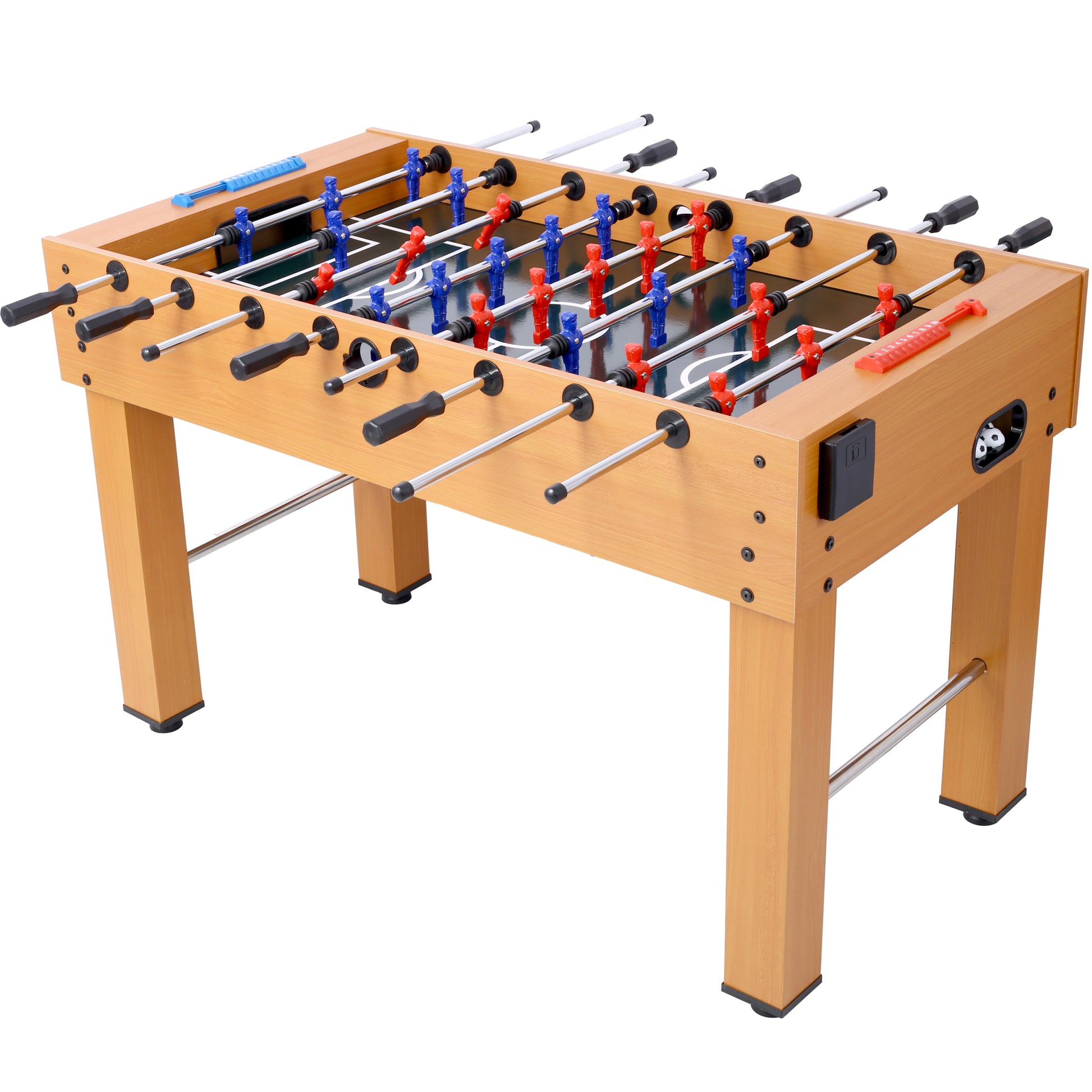 54 Inch Hurricane Foosball Table For Family Game Rooms With Light Cherry Finish, Analog Scoring And Free Accessories Brown Brown Mdf Steel