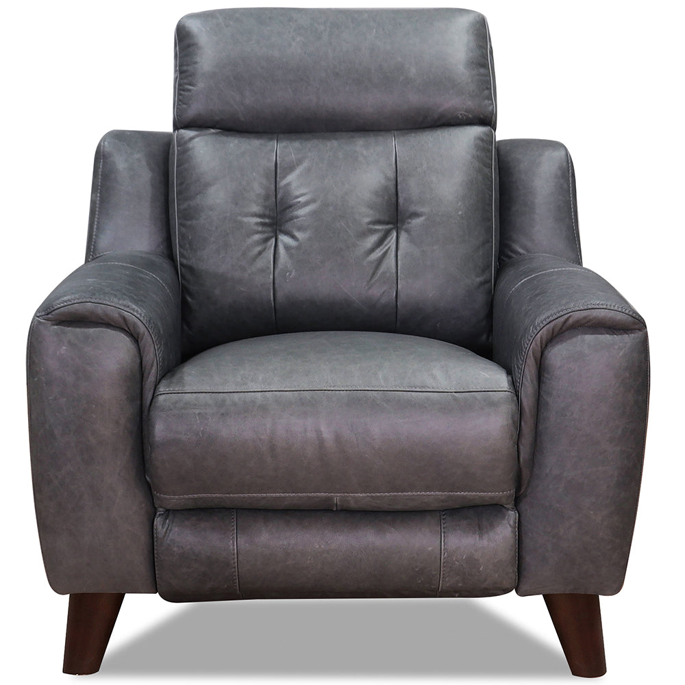 Torino Power Headrest, Lumbar, Zero Gravity Waxy Pull Up Leather Recliner Gray Memory Foam Genuine Leather