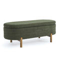 Ottoman Oval Storage Bench,Rubber Wood Leg, Green 46.