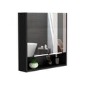 Mirror Medicine Cabinet, One Open Shelf, Three Interior Shelves, Black Black Particle Board Particle Board