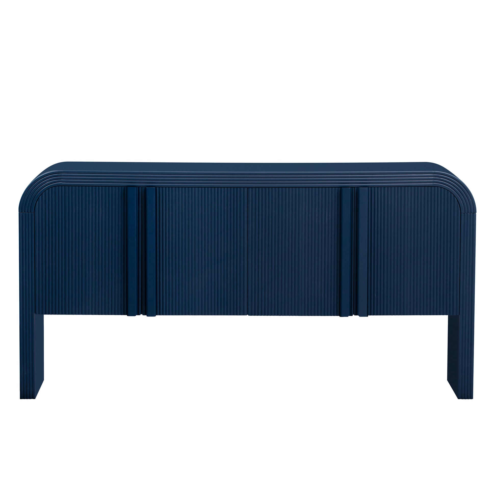 Striped Storage Cabinet With 4 Doorsadjustable, Suitable For Study,Entrance And Living Room Navy Blue Mdf