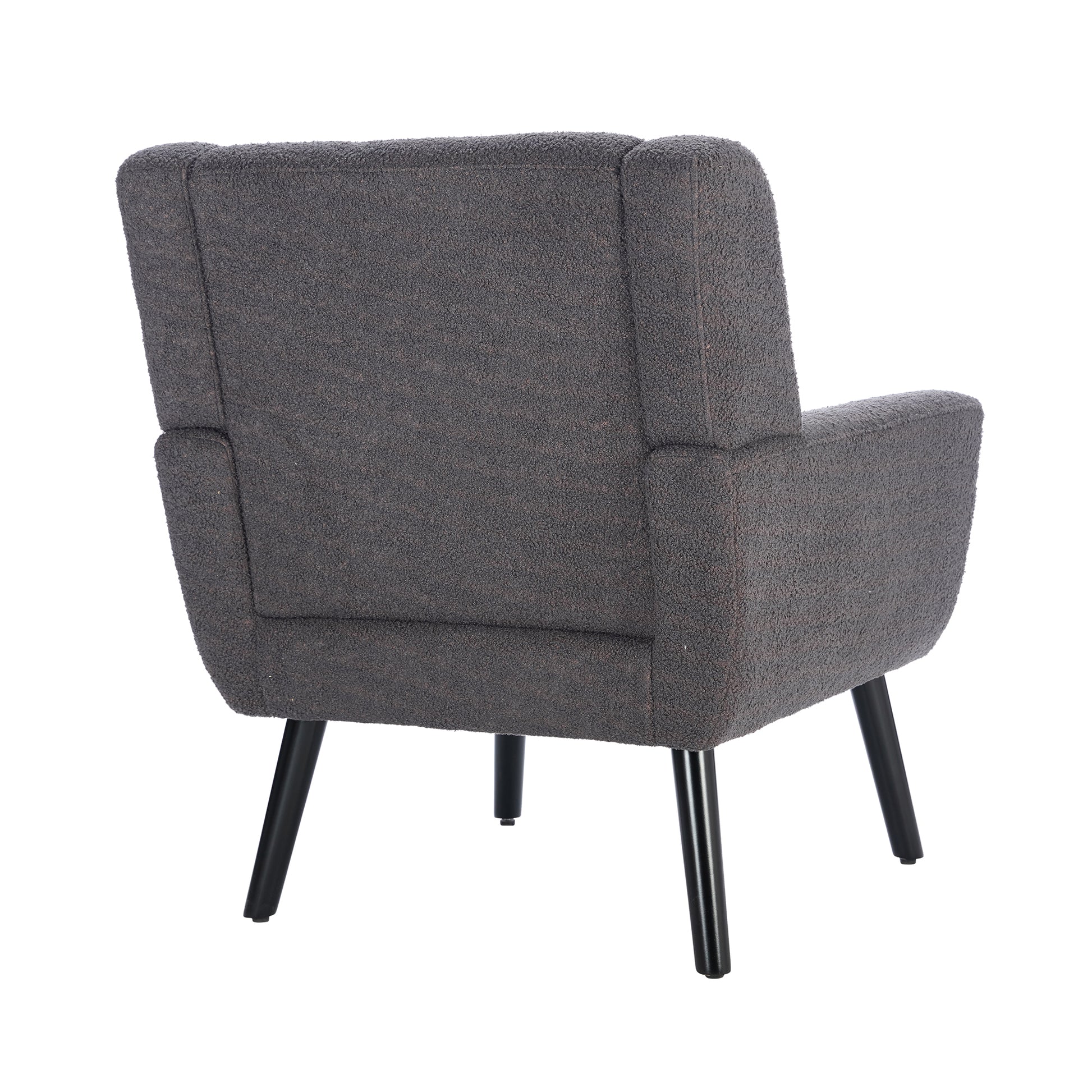 Modern Soft Teddy Material Ergonomics Accent Chair Living Room Chair Bedroom Chair Home Chair With Black Legs For Indoor Home Grey Teddy Fabric Grey Foam Upholstered