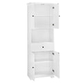 Tall Bathroom Cabinet With Four Doors, Large Storage Space Open Shelve, Upper Storage Cabinet, White White Mdf