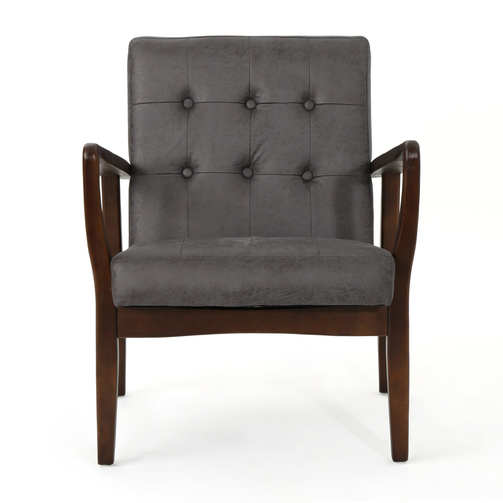 Club Chair, Mid Century Modern Microfiber Club Chair With Wood Frame Slate Microfiber