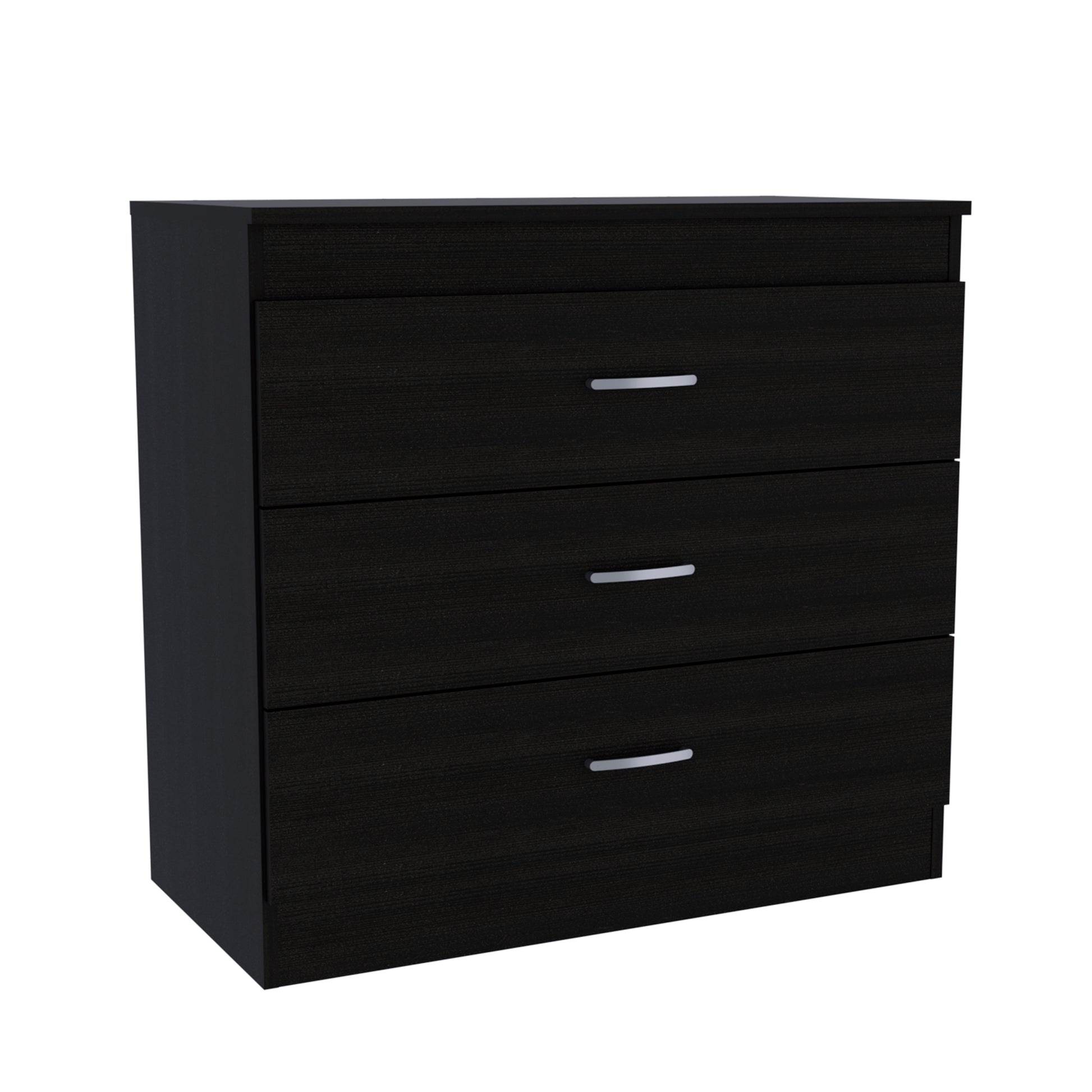 Cambridge Three Drawers Dresser Black Bedroom Modern Pine Melamine Engineered Wood