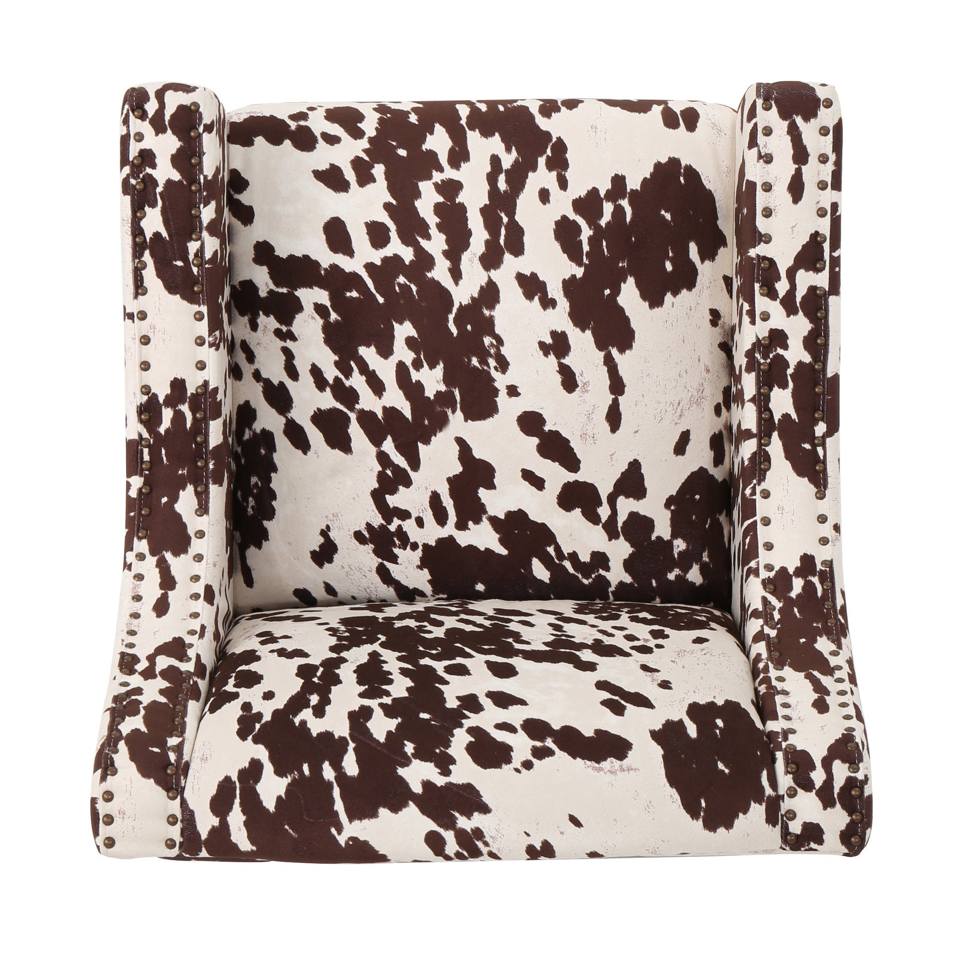 Comfy Accent Chair With Tufted Backrest, Bedroom Single Seat Arm Chair With Wooden Legs, Modern Side Chairs For Living Room Brown White Velvet
