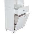 Tall Bathroom Cabinet With Laundry Basket, Large