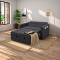Stylish Black Pull Out Sofa Bed With Woven Polyester Fabric & Solid Wood Frame Black Polyester 2 Seat