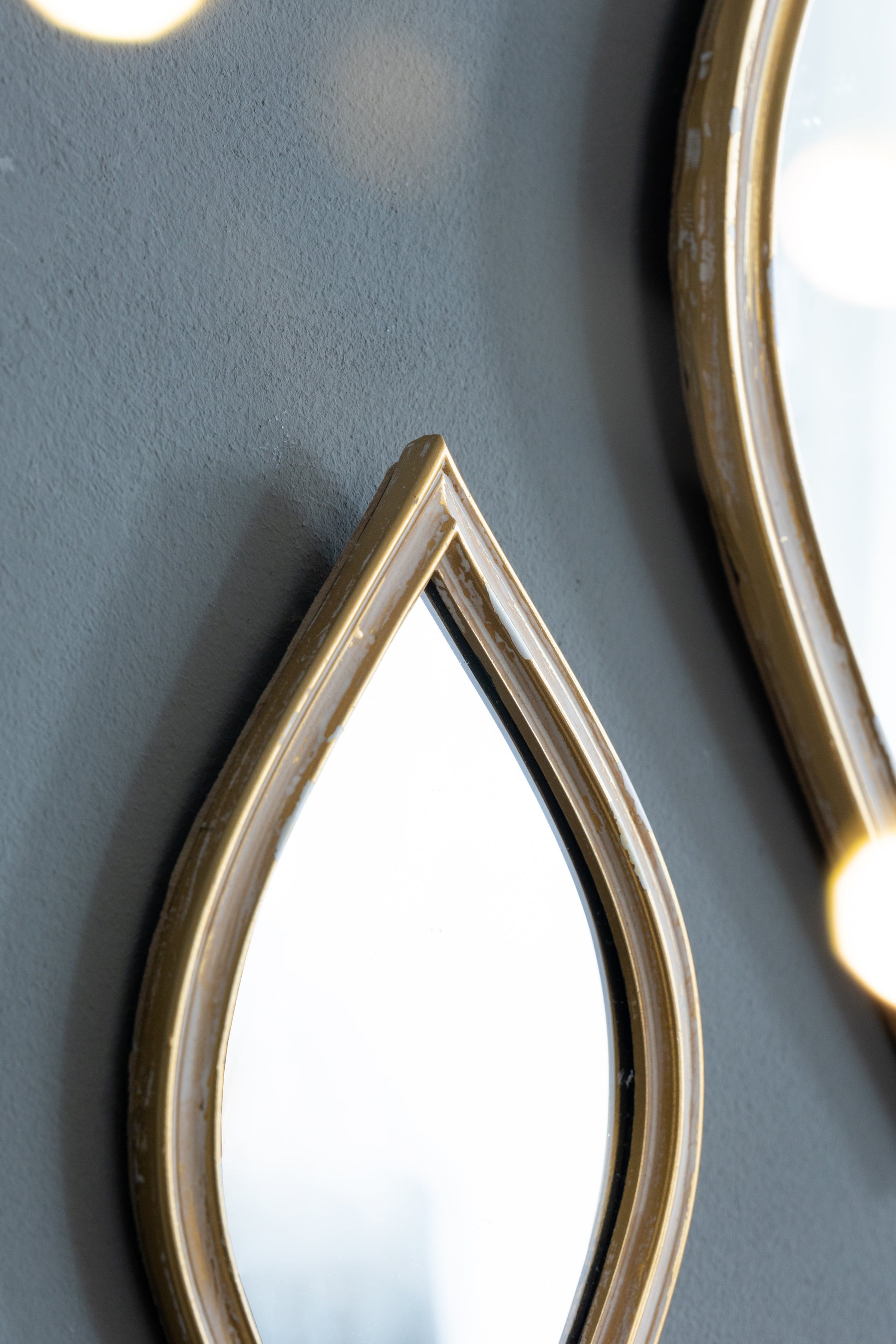 Small Decorative Mirror For Wall Decor, 2 Pieces Wall Accent, 4.5X9.5" Antique Gold Polyresin