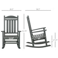 Outsunny 2 Pieces Outdoor Rocking Chair, All Weather Resistant Hdpe Rocking Patio Chairs With Rustic High Back, Armrests, Oversized Seat And Slatted Backrest, 350Lbs Weight Capacity, Dark Gray Dark Gray Plastic