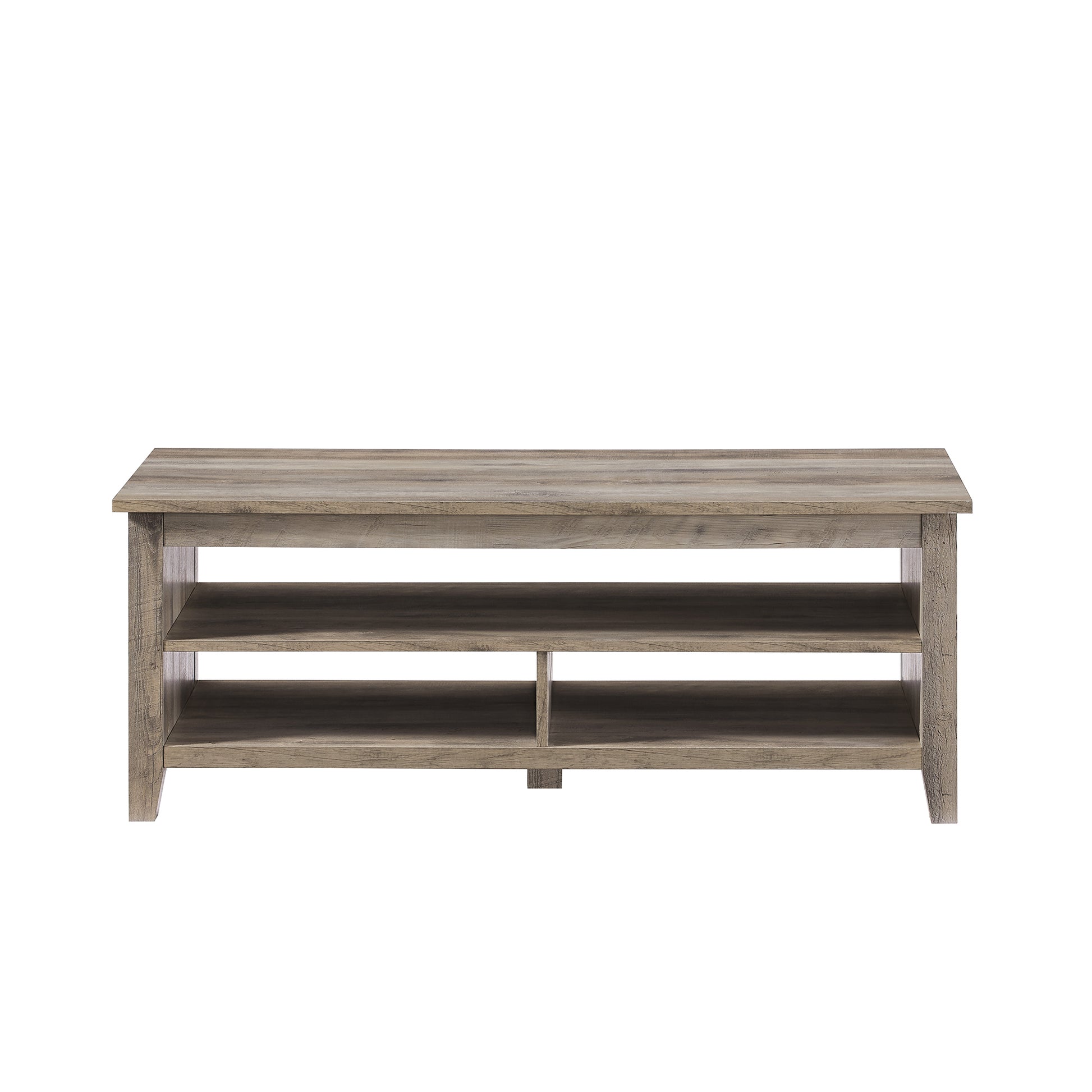 Coastal Grooved Panel Coffee Table With Lower Shelf Grey Wash Gray Wash Mdf Mdf