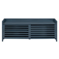 Distressed Shutter Storage Bench With Acacia Veneer For Retro Charm For Living Room, Entryway Navy Navy Mdf