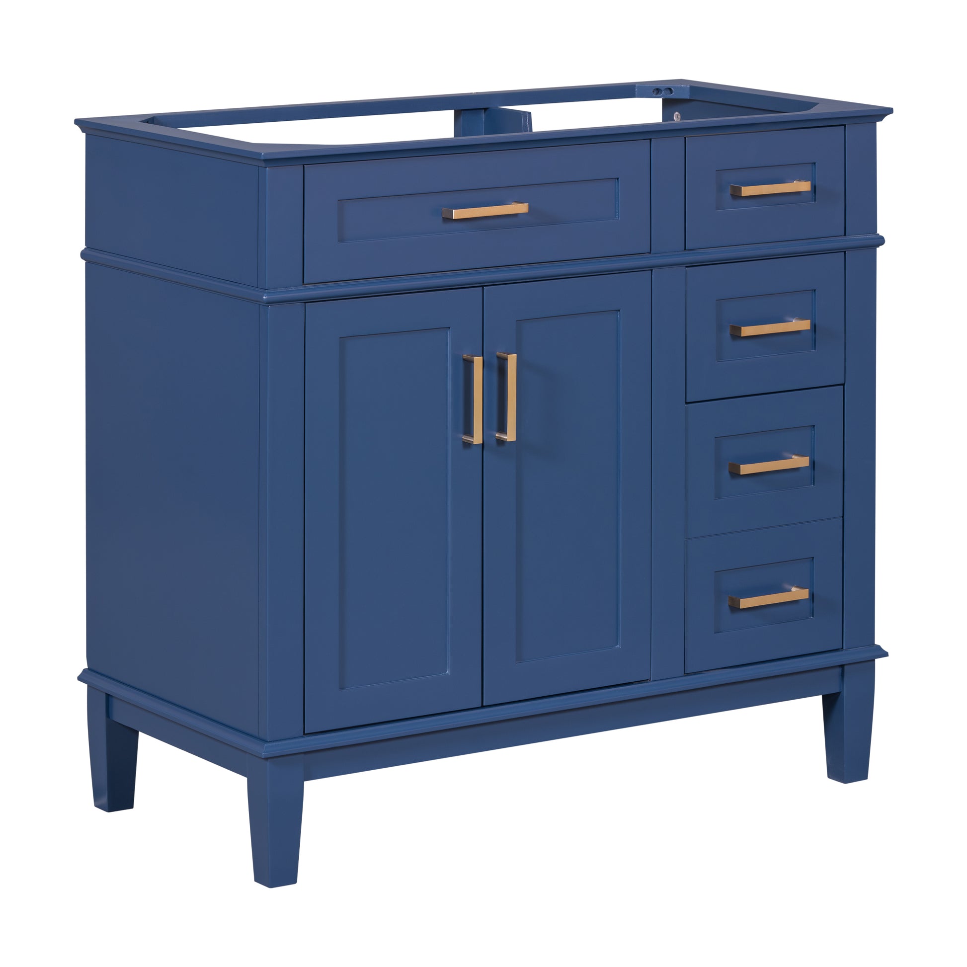 Cabinet Only 36" Blue Modern Bathroom Vanity Sink Not Included 4 Blue 2 Soft Close Doors Bathroom Freestanding Modern Solid Wood Mdf Painted