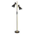 Axis Brassed Gold Floor Lamp With 4 Way Switch Double Spots With Metal Base Black,Gold Metal