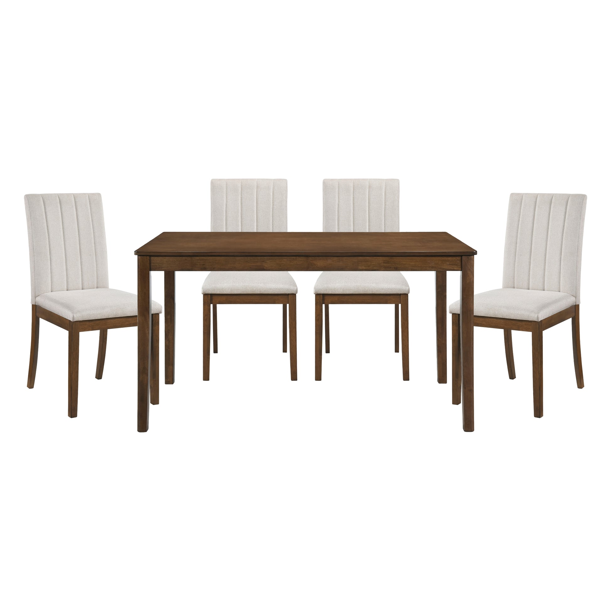 Contemporary Brown Finish 5Pc Dining Table Set With 4 Upholstered Chairs Wooden Kitchen Dining Furniture Upholstered Chair Wood Brown Seats 4 Wood Dining Room 4 Leg Rectangular Dining Table With