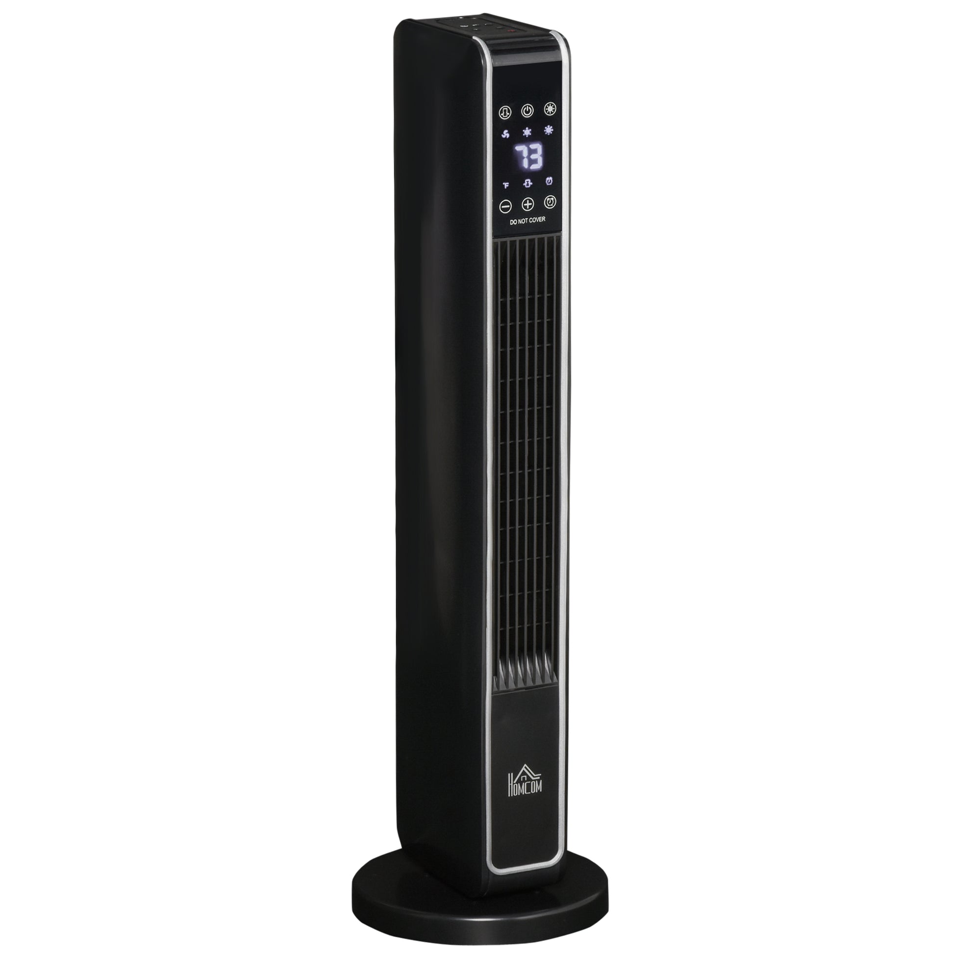 Homcom 2 In 1 Portable Electric Tower Heater, Oscillating Space Heater For Indoor Use With Remote Control, 8H Timer, Three Heating Modes High, Low, Fan , 750W 1500W, Black Black Plastic