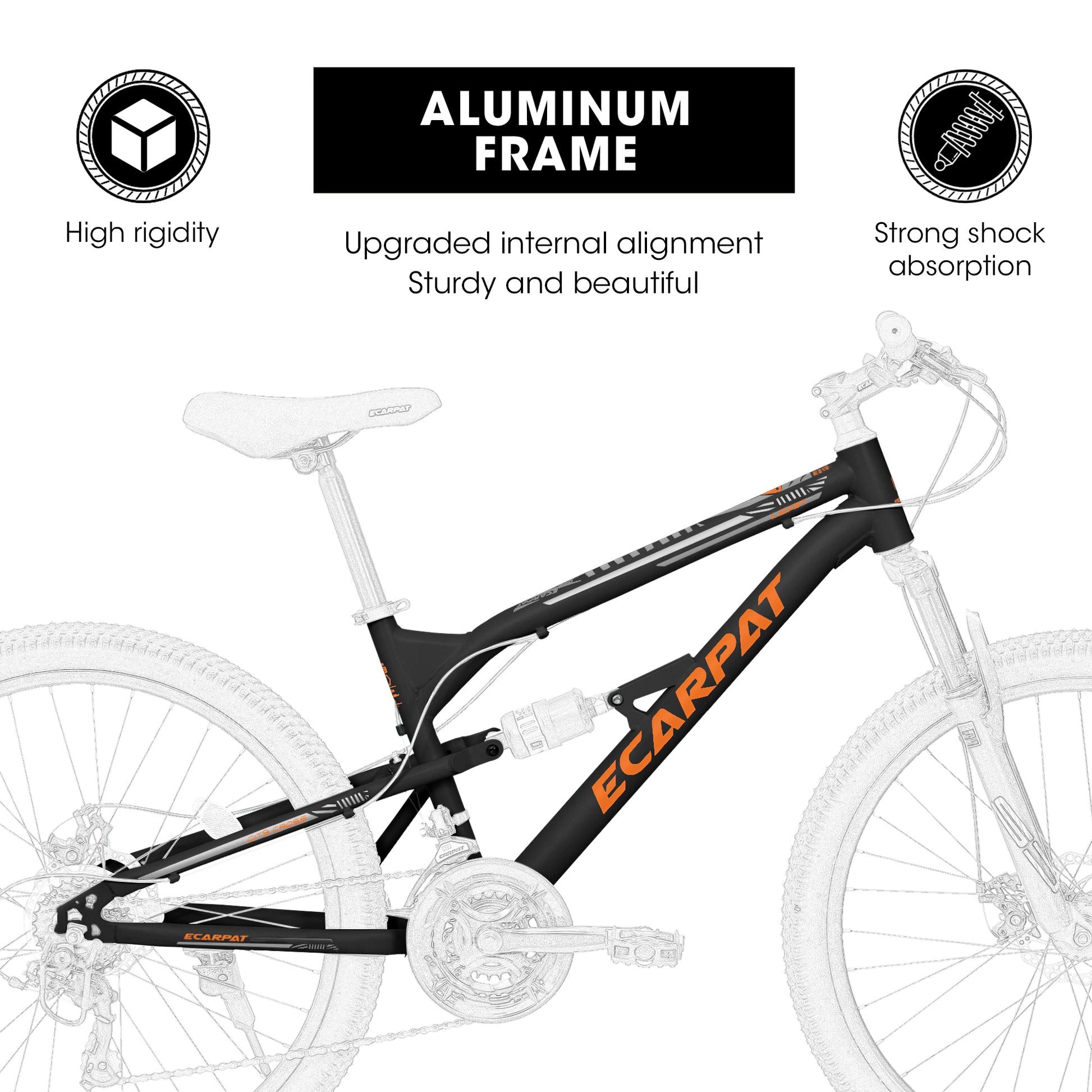 A26207 26 Inch Steel Frame Shock Fork Plus Shock Absorber 21 Speed Unisex Mountain Bike Black Without Wear Resistant Garden & Outdoor Sporty Multifunctional Steel