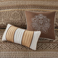 6 Piece Jacquard Quilt Set With Throw Pillows Brown Gold Full Queen Full Brown Gold Cotton
