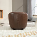 Upholstered Swivel Barrel Armchair With Storage Modern Living Room Side Chair For Bedroom Office Reading Spaces Pu Dark Brown Dark Brown Foam Upholstered