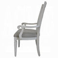 Light Grey And Weathered White Padded Arm Chair Set Of 2 Solid Grey White Dining Room Arm Chair Slat Back Set Of 2 Wood Fabric