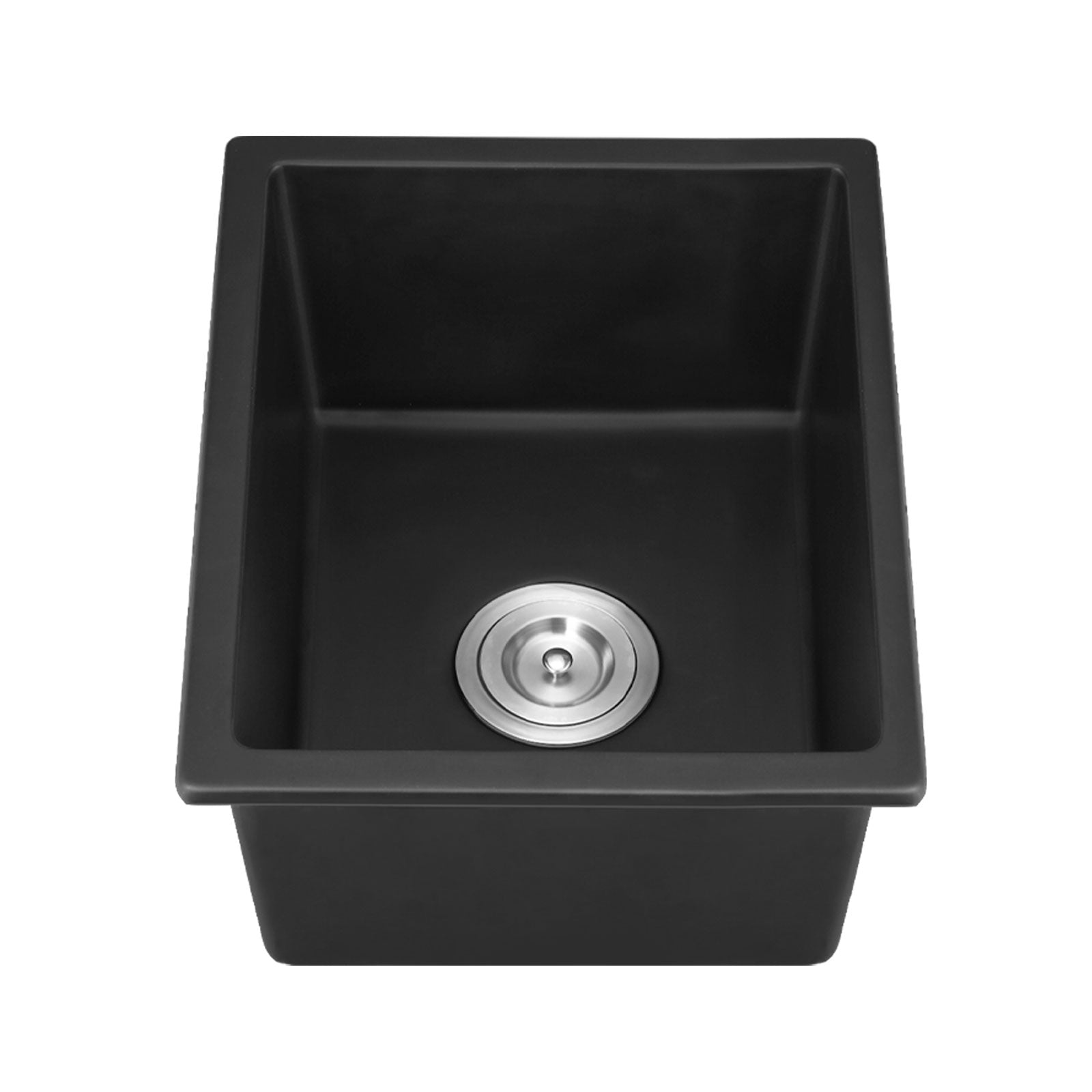 Quartz 13.77" L X 17.71" W Undermount Bar Sink With Basket Strainer Black Quartz