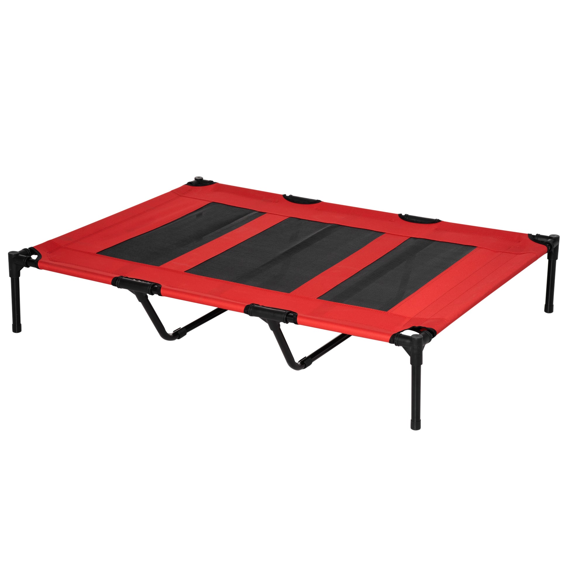 Pawhut 48" X 36" Elevateddog Bed Portable Pet Cot W Carry Bag Metal Framemesh Indoor And Outdoor Red Red Metal