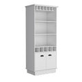 Dundee 70 Inch High 10 Glass Bar Cabinet With 5 Cubbies And 3 Open Shelves And Cabinet White White Modern Particle Board