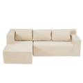 Sectional Couch Covers L Shape Sofa Covers, 2 Pcs Anti Slip Sofa For 3 3 Seaters Chaise Cushion Couch With Pillowcases, Living Room Foam Sofa Free Installation Khaki Canvas 3 Seat