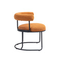Coolmore Boucle Dining Chairs Set Of 2, Mid Century Modern Curved Backrest Chair, Round Upholstered Kitchen Chairs Orange Boucle Orange Foam Mdf Metal