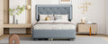 Full Size Velvet Storage Platform Bed, With 2 Big Drawers, T Size Trundle And Led Light, Gray Gray Velvet