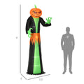 Homcom 9' Halloween Inflatables Outdoor Decorations Pumpkin Head Ghost, Blow Up Led Yard Decor For Garden, Lawn, Party, Holiday, Waterproof Multicolor Polyester