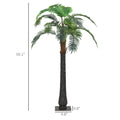 Outsunny 5' Artificial Lighted Palm Tree With 3 Coconuts, 200 Led Light, Color Changing Light Up Tropical Palm Tree With Remote For Indoor, Outdoor, Pool, Party D Cor Green Plastic