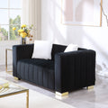A Modern Channel Sofa Take On A Traditional Chesterfield,Black Color,Seater Black Velvet 2 Seat