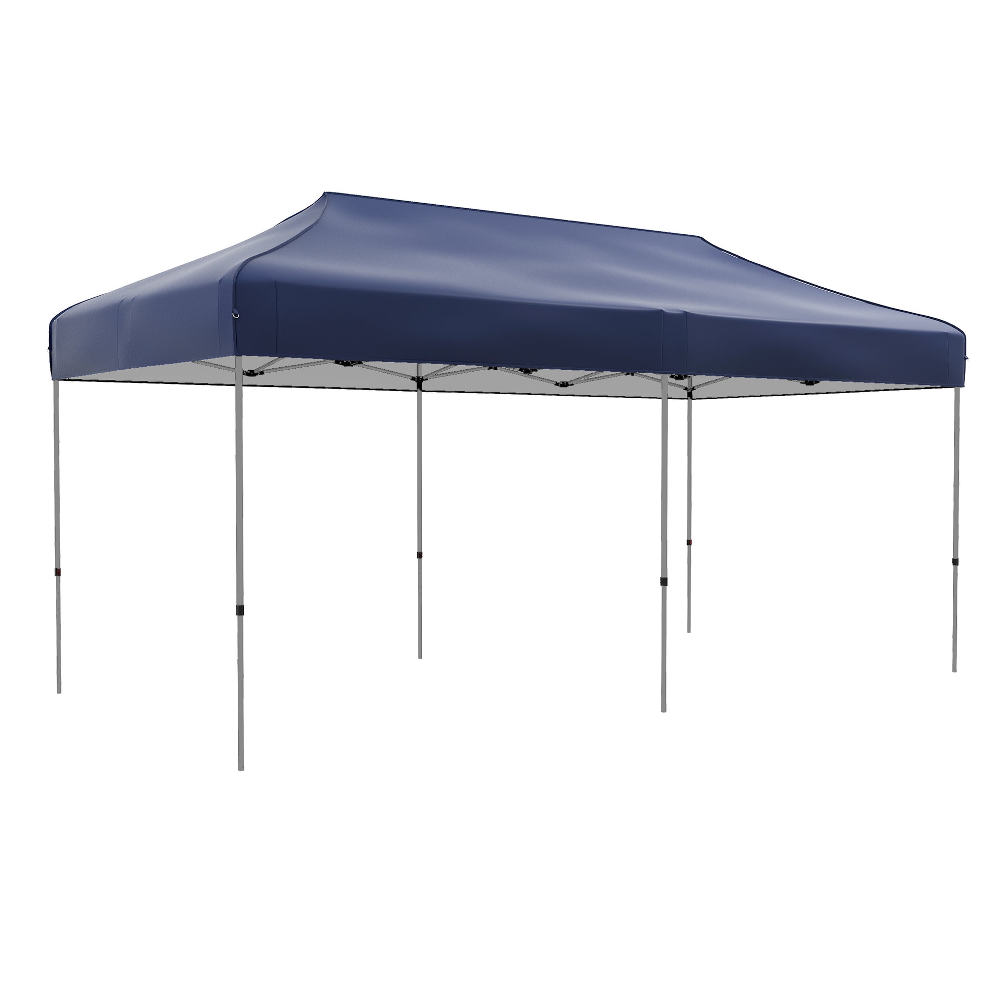 Outsunny 10' X 20' Pop Up Canopy Tent, Instant Sun Shelter With 3 Level Adjustable Height, Easy Up Outdoor Tent For Parties With Wheeled Carry Bag For Garden, Patio, Dark Blue Dark Blue Steel