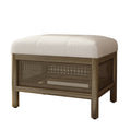 Cane Base Ottoman Dark Walnut Cream 21.5