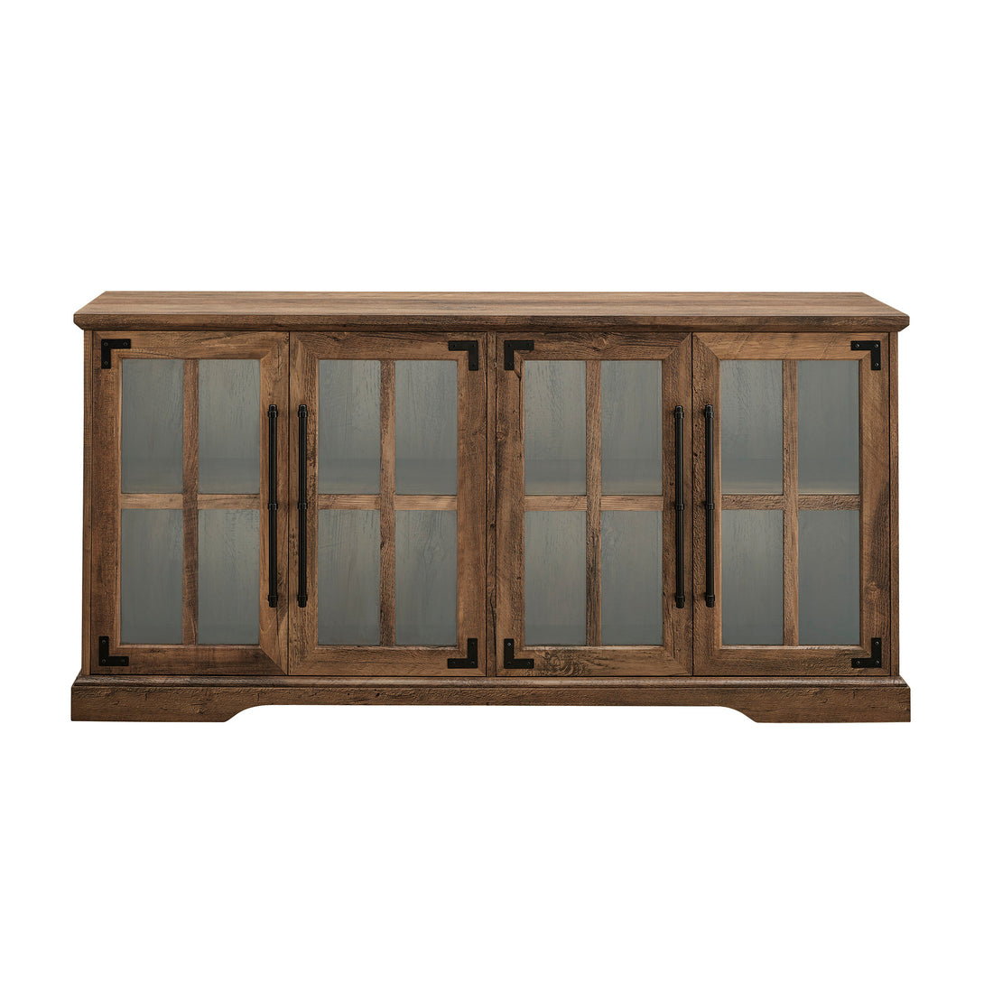 Modern Farmhouse Windowpane Glass Door Tv Stand For Tvs Up To 65" Rustic Oak Oak Mdf