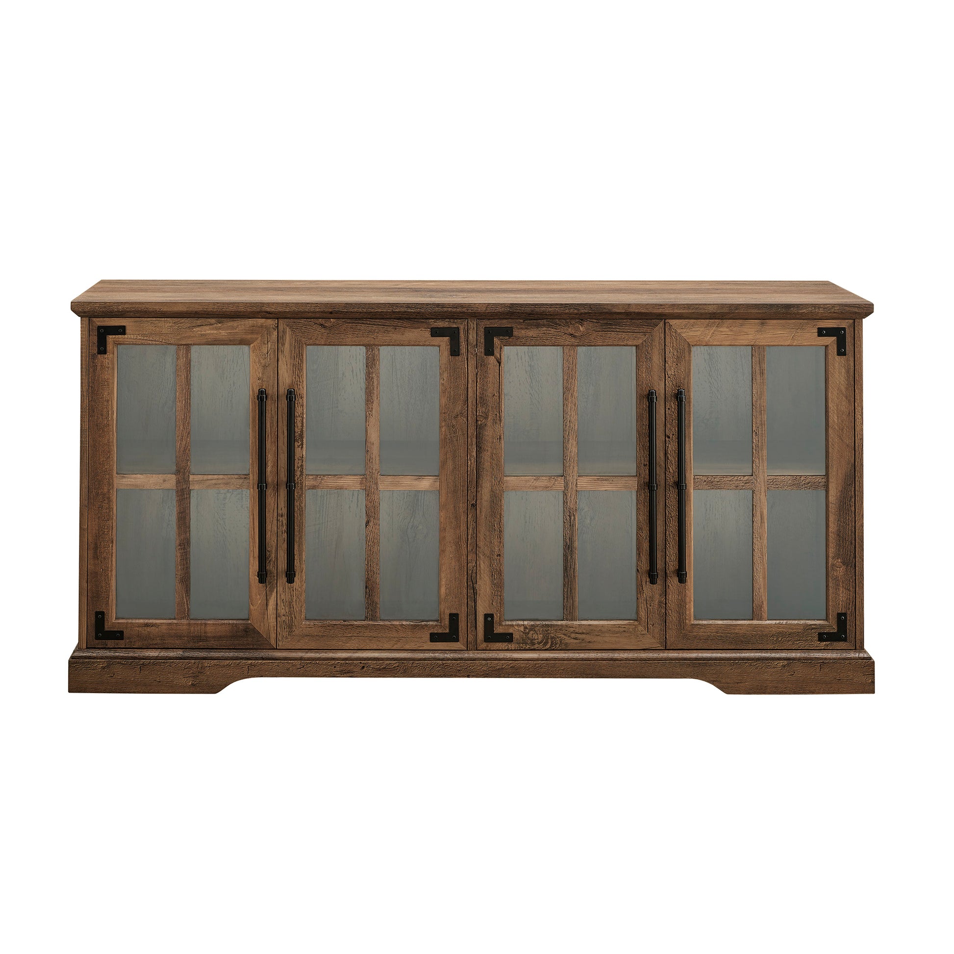 Modern Farmhouse Windowpane Glass Door Tv Stand For Tvs Up To 65" Rustic Oak Oak Mdf