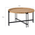 32 Inch Fir Wood Coffee Table, Intersecting Metal Legs, Brown And Black Brown Wood
