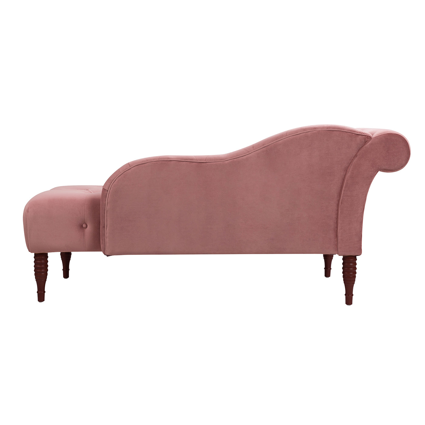 Samuel Tufted Roll Arm Chaise Lounge, Ash Rose Pink Velvet Pink Foam Velvet