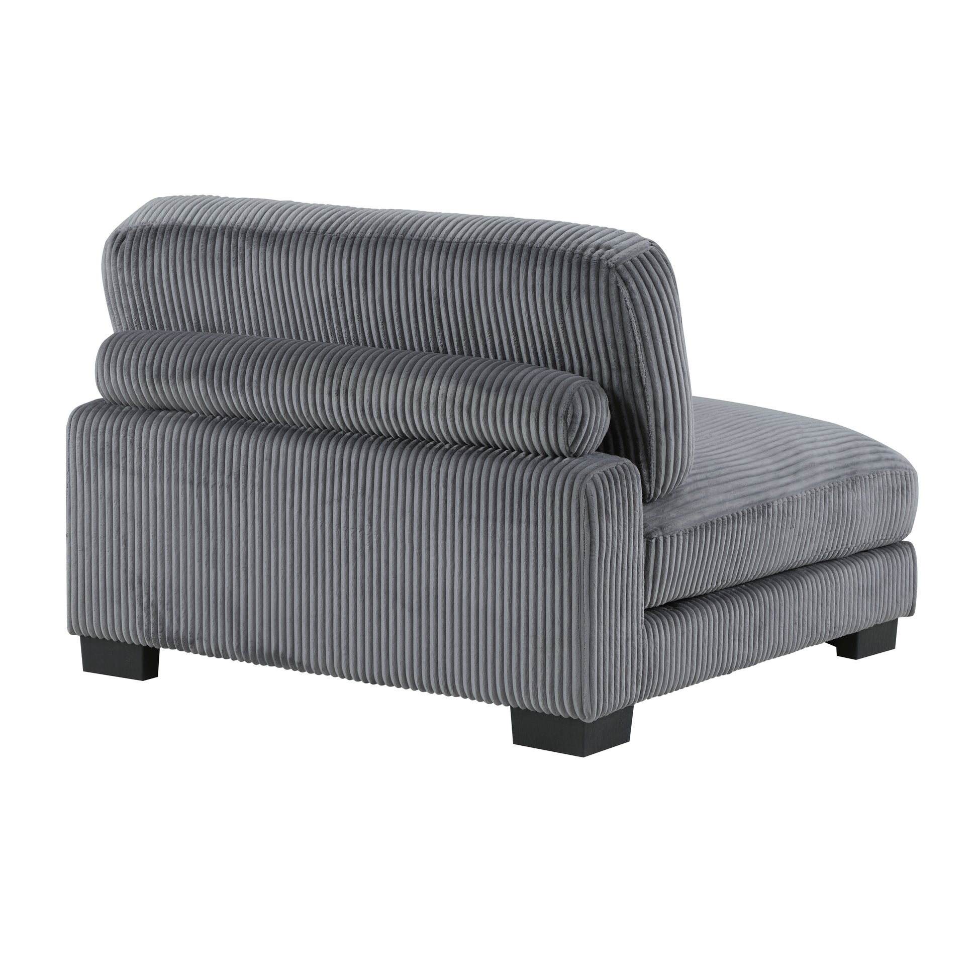 1Pc Modern Living Room Furniture Modular Armless Chair Plush Gray Corduroy Fabric Upholstery Plywood Frame, Matching Pillow Gray Wood Primary Living Space Modern Plywood 1 Seat